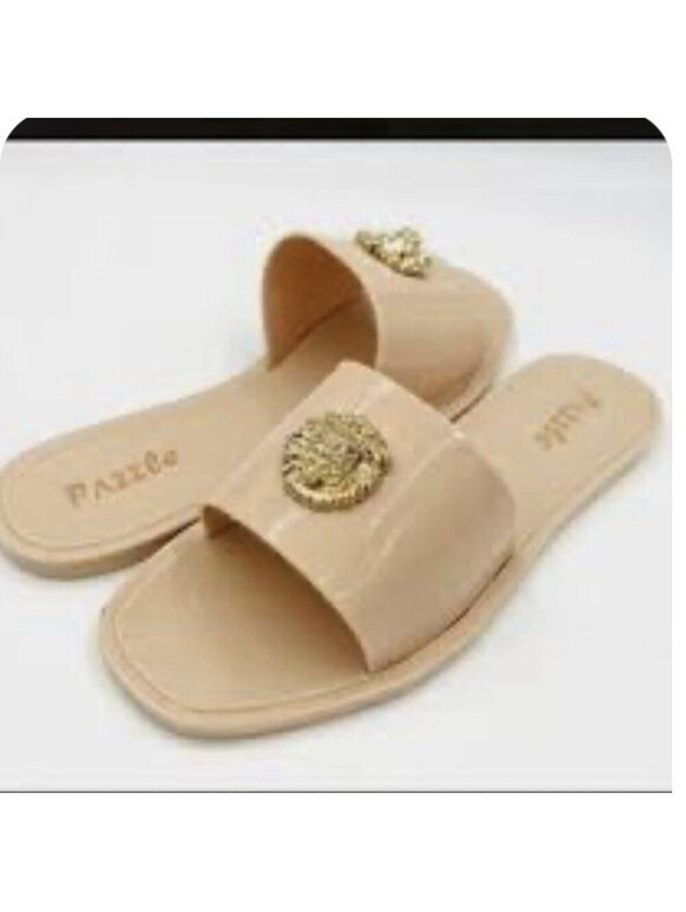 2 PAZZLE Jelly Slide Sandals Women’s Size 8 White Nude Lion Head Medallion New